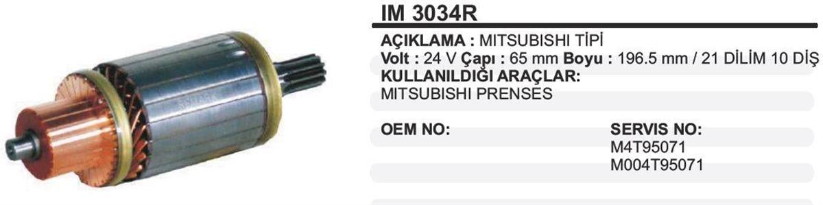 Marş Kollektörü 24v Mıtsubıshı Prenses65.2x195x10 Im3034r | Martek Im3034r