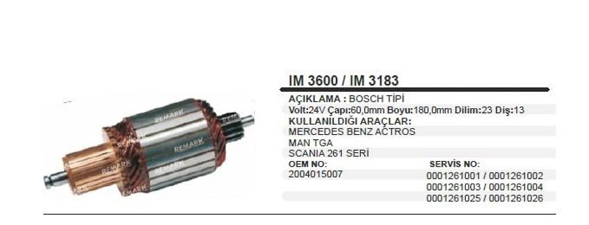 Marş Kollektörü 24v Scanıa Ym Actros Man Tga.60-180-13 | Pars Im3261