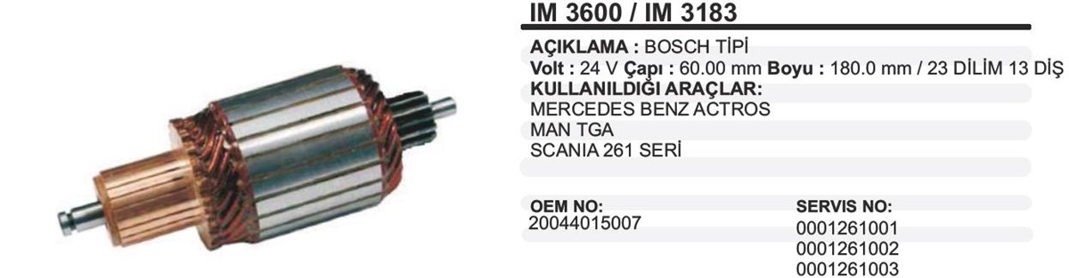 Marş Kollektörü 24v Scanıa Ym Actros Man Tga.60-180-13 | Dodo Im3600