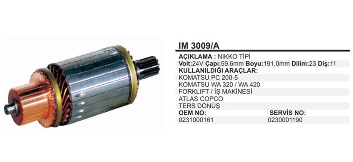 Marş Kollektörü 24v (ters Dönüş) Komatsu Pc200-5 Wa320 Wa420 Forklift İş Makinası Atlas Copco | Remark Im3009a