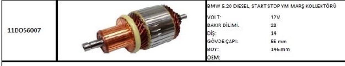 Marş Kollektörü Bmw 5.20 Dizel Start Stop Audi Skoda Vw Golf Polo Passat Skoda Fabia | Ith Imbos6007