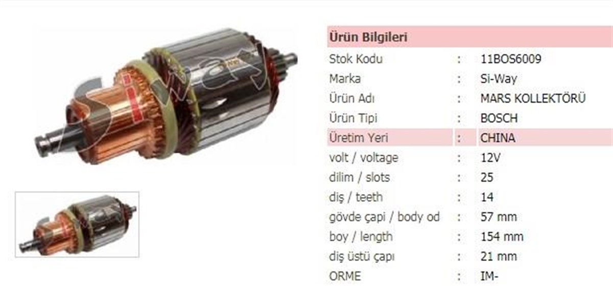 Marş Kollektörü 12v Bmw Grubu Ym Nh Iveco Komatsu | Ith Imbos6009