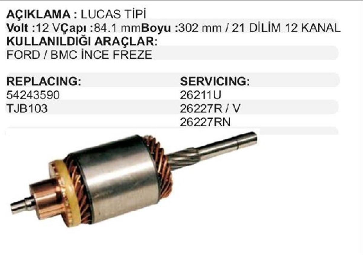 Marş Kollektörü 12v Ford Bmc İnce Freze Tjt103 | Lucas Tjt103