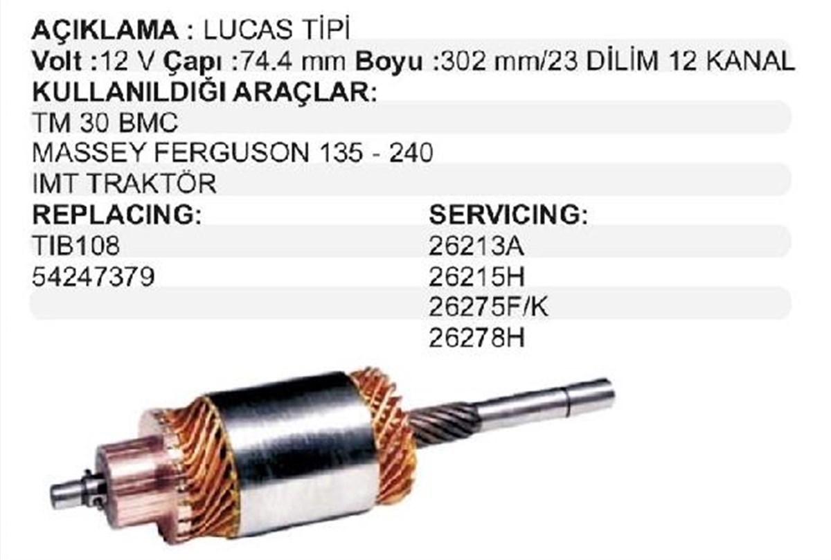 Marş Kollektörü 12v Mf İnce Tm 30 Enter Tıt108 Leyland Tıt108 | Lucas Tıt108