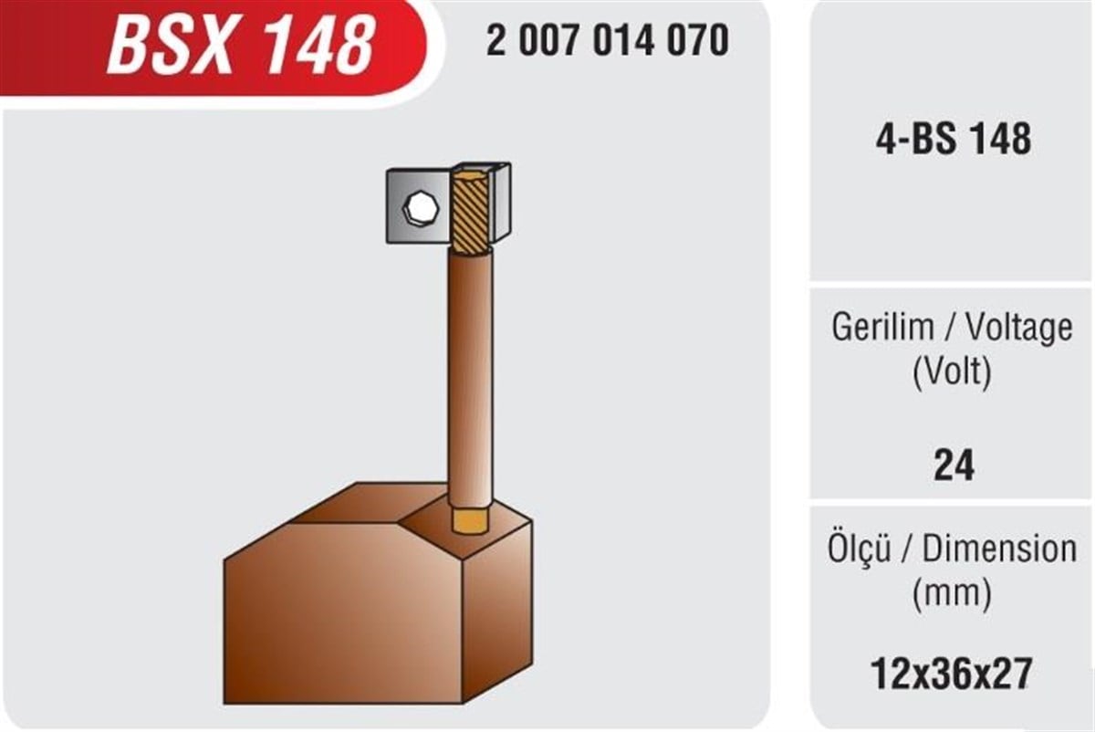 Marş Kömürleri Daf Mercedes Man Iveco Scanıa Volvo Kassbohrer Leyland Renault 12x36x27 Bsx148 Mega 2007014070 | Mega Bsx148