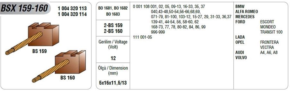 Marş Kömürleri Bsx-159 160 | Mega Bsx159/160