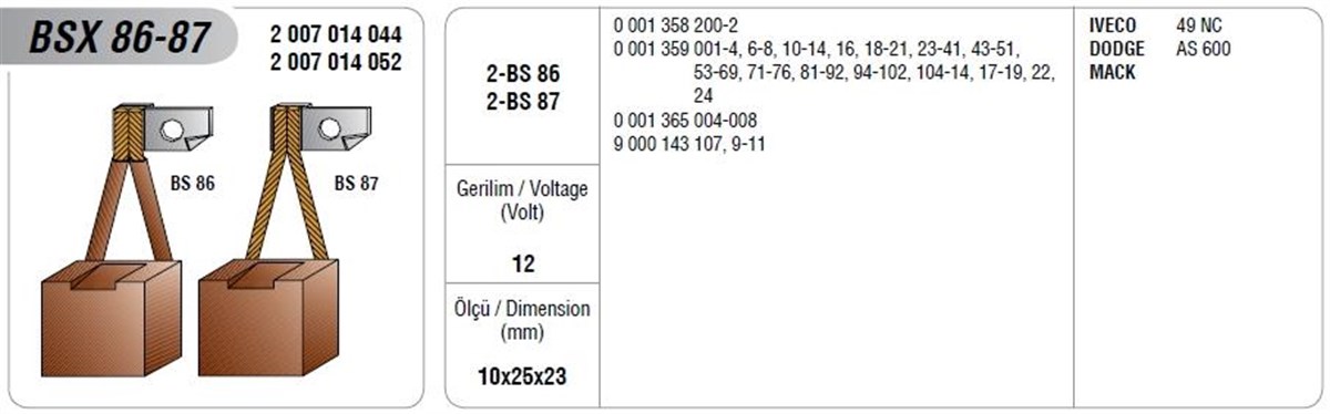 Marş Kömürleri Bsx-86-87cu Mega | Mega Bsx86/87cu