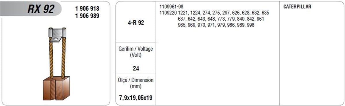 Marş Kömürleri Rx-92 Mega | Mega Rx92