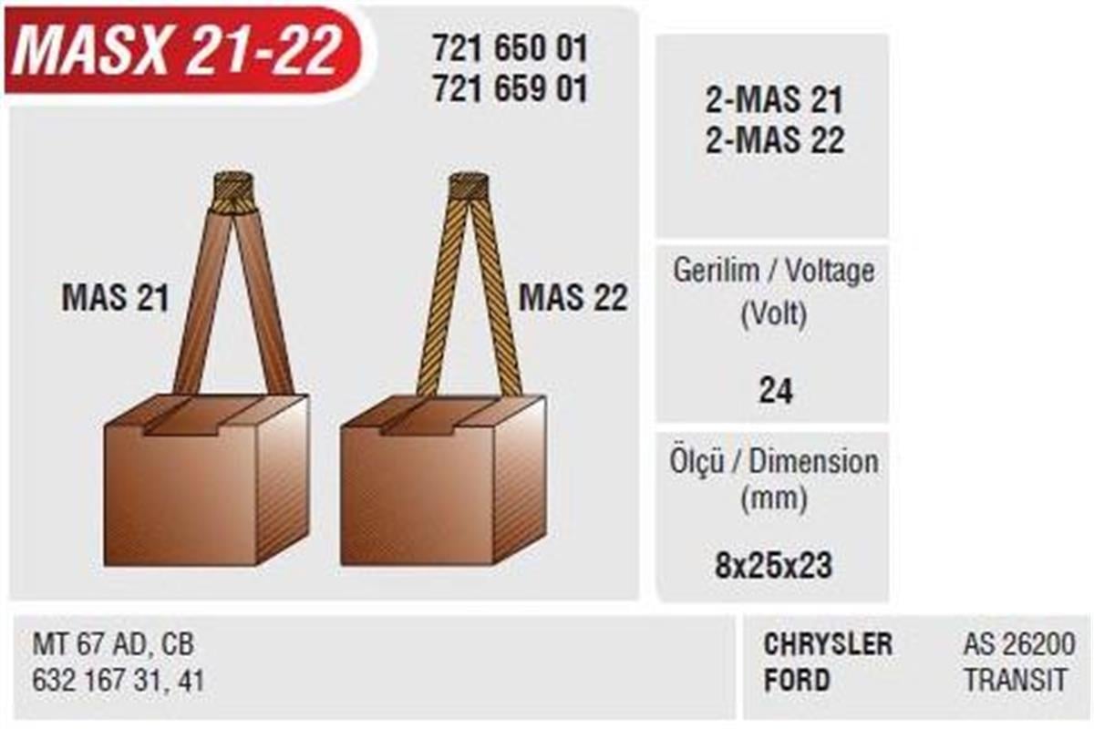 Marş Kömürü 24v Chrysler As 26200 Ford Transıt Mako Magnettı Marellı Tipi | Mega Masx21/22