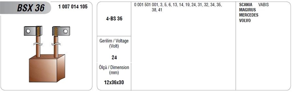 Marş Kömürü Bsx-36 Mega | Mega Bsx36