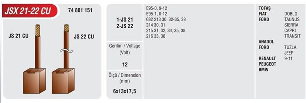 Marş Kömürü Doğan Şahin Jsx-21-22cu 131 (bakır Oranı Fazla) | Mega Jsx21/22cu