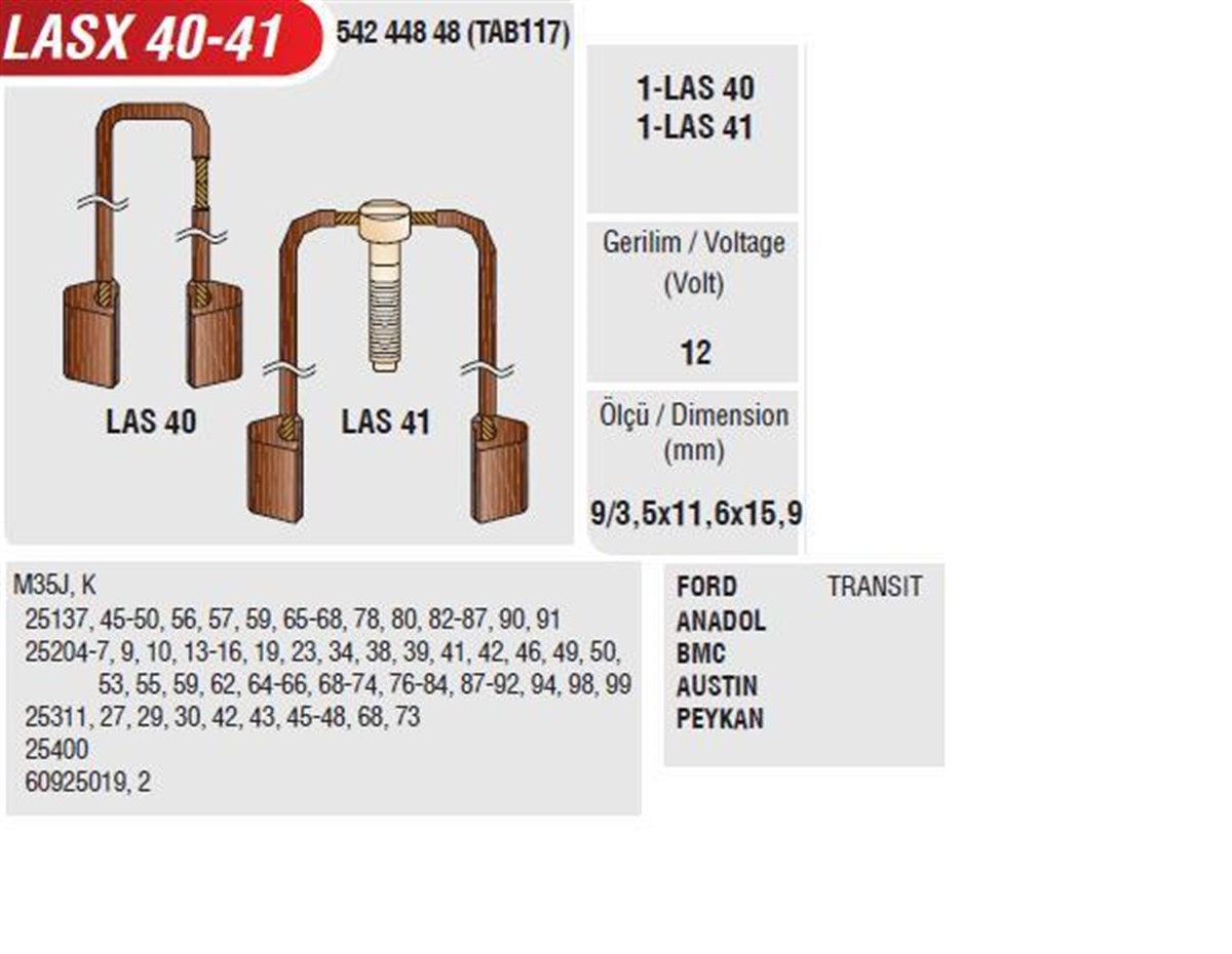 Marş Kömürü Ford Transit Anadol Bmc Mercury Marin | Mega Lasx40/41
