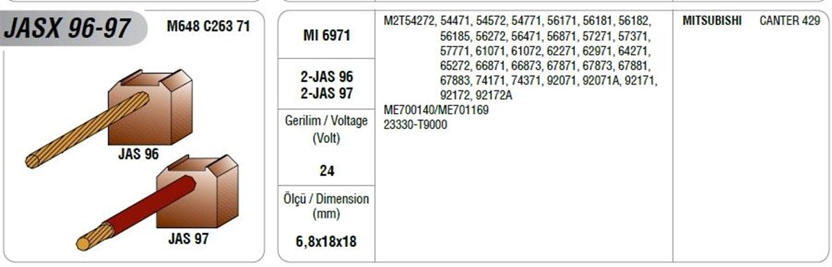 Marş Kömürü-l200 H100-em Canter Kömür 6.8x18x18 -jasx 96-97--98-99k | Mega Jasx96/97