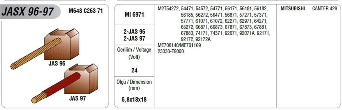 Marş Kömürü-l200 H100-em Canter Kömür 6.8x18x18 -jasx 96-97--98-99k | Mega Jasx96/97