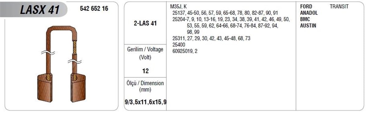 Marş Kömürü Mega Anadol Ford Transit Tm 25 | Mega Lasx41