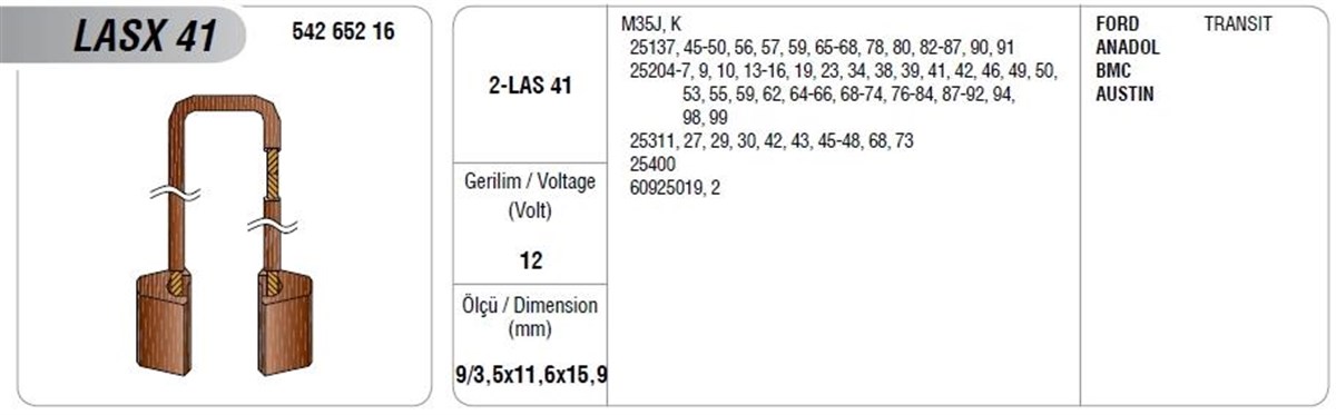 Marş Kömürü Mega Anadol Ford Transit Tm 25 | Mega Lasx41