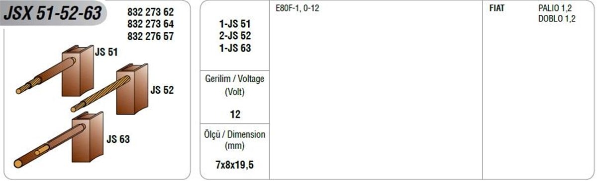 Marş Kömürü Mega Palio-doblo Marea-jsx-51-52-63 | Mega Jsx51-52-63