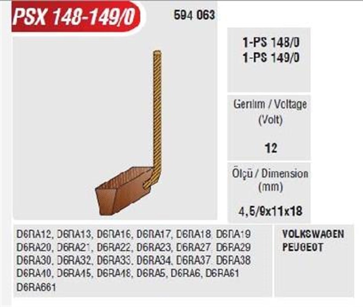 Marş Kömürü Peugeot Karsan Boxer Partner Renault R9 R11 | Mega Psx148-149