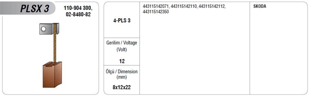 Marş Kömürü  Plsx-3-skoda | Mega Plsx3