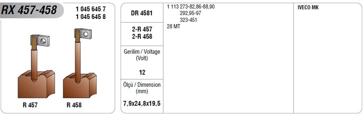 Marş Kömürü Rx 457/458 Bmc Pro 28 Mt | Mega Rx457/458