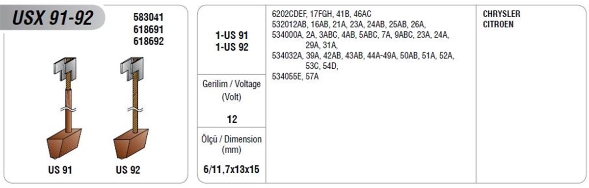 Marş Kömürü  Usx-91-92 Renault 9 | Mega Usx91/92