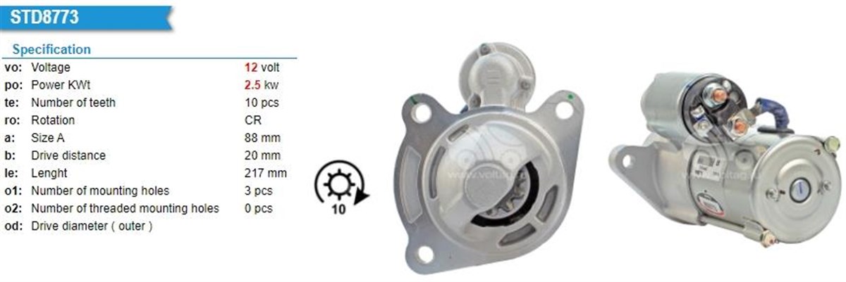 Marş Motoru 12v 10diş 2,5 Kw Cummıns Gazelle 2,8l Dizel 17- Çin Tip Cummıns Isf 2.8 / Jeneratör / Gazelle | Delcoremy 8000773