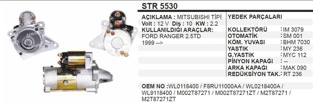 Marş Motoru 12v 10diş Ford Ranger Mıtsubıshı Tip | Bypart Umm3331