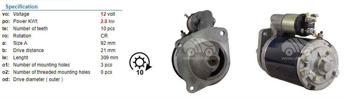 Marş Motoru 12v 10diş Lucas Ford Kamyon Otosan D750 D1210 D1211 Kargo Cargo 2014 2517 2520 | Lucas 27554