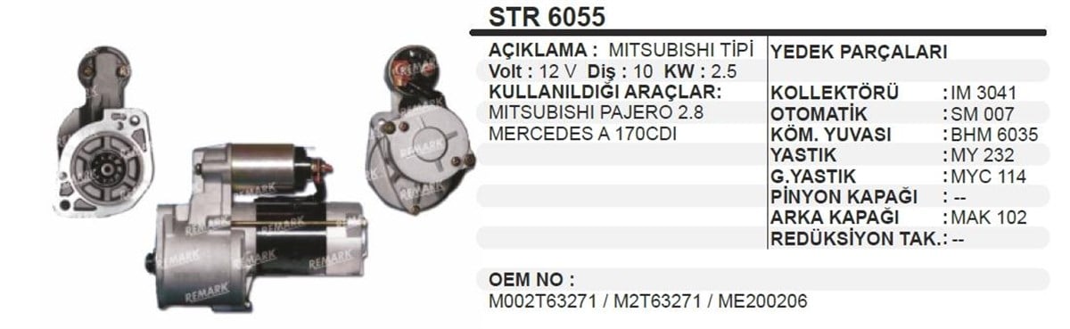Marş Motoru 12v 10diş Mıts. Pajero Fuso Canter | Typer Str10mıt0153