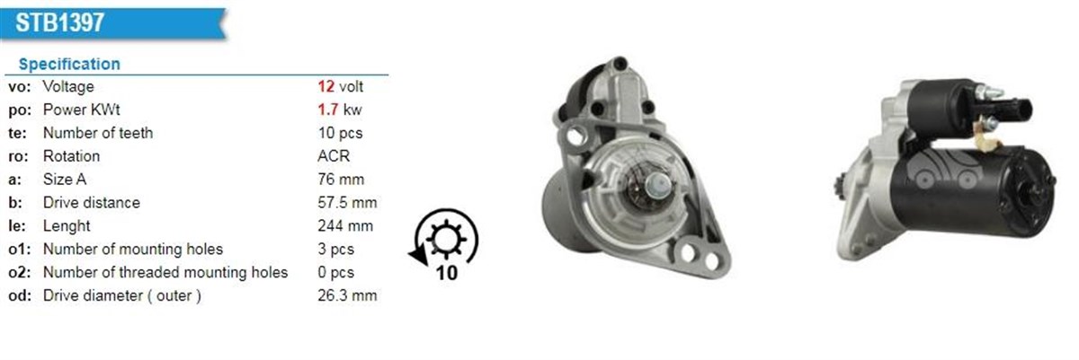Marş Motoru 12v 10diş Volkswagen Caddy Iı | Bosch 0001123020