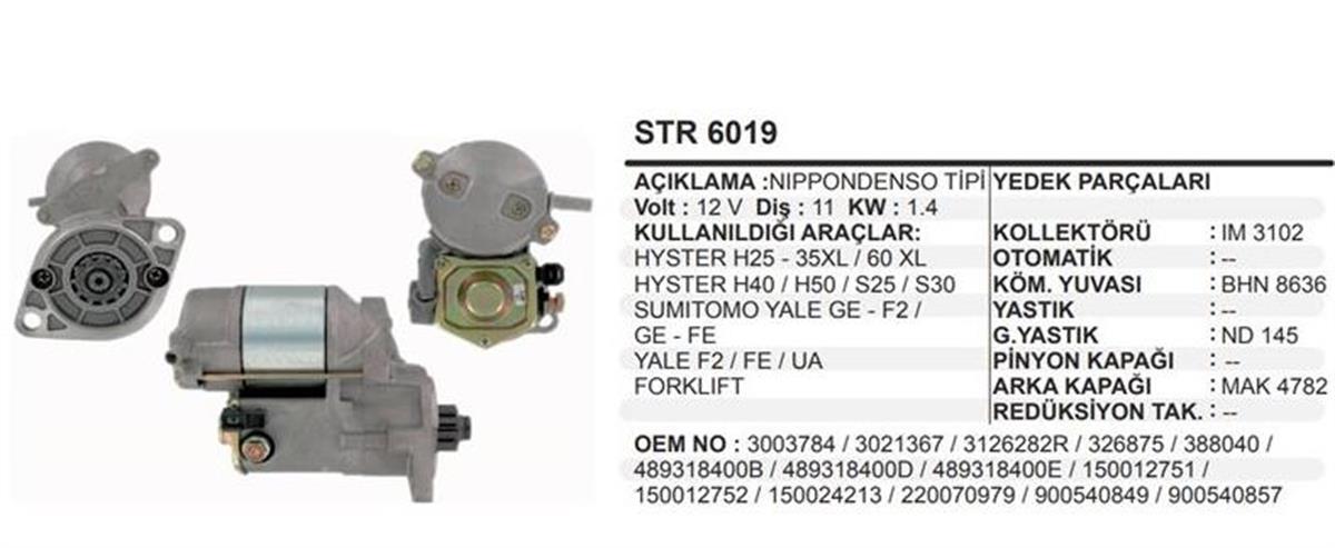 Marş Motoru 12v 11diş Hyster Hd25 35xl 60xl Sumitomo Yale Forklift | Remark Str6019