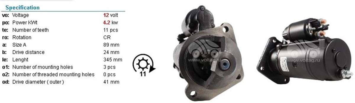 Marş Motoru 12v 11diş Iskra Jcb Kar Aracı Loader Jcb Johndeere Johndere Johondere  Is1105 | Iskra 11131848