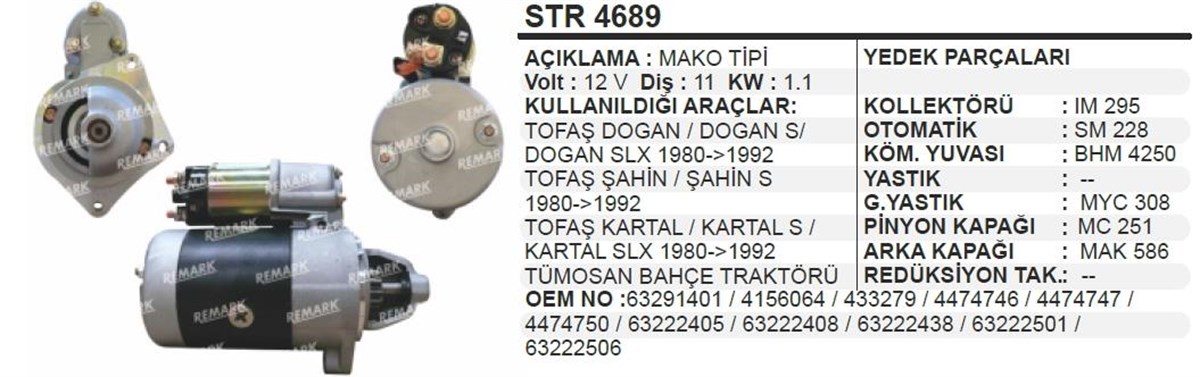 Marş Motoru 12v 11diş Şahin Dogan Kartal Denso Tip Str6042 Str1401 63291401 | Ith Strmmr0010