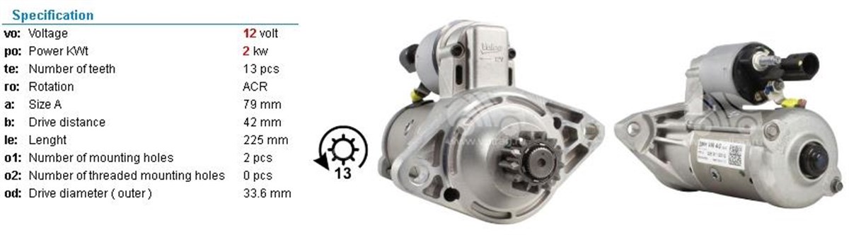 Marş Motoru 12v 13diş Vw Audi A3 Start Stop Ters | Valeo 438291