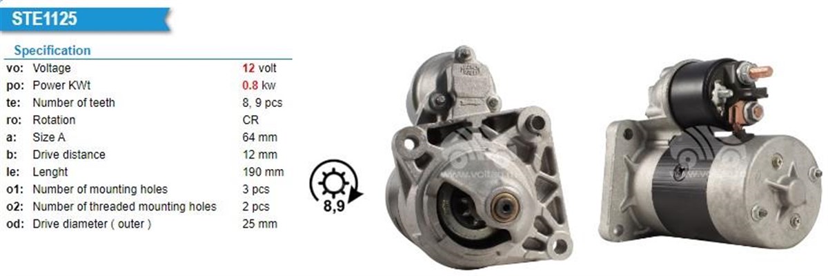 Marş Motoru 12v 8diş 9diş Fıat Palıo Panda Uno Sıena | Valeo 446520