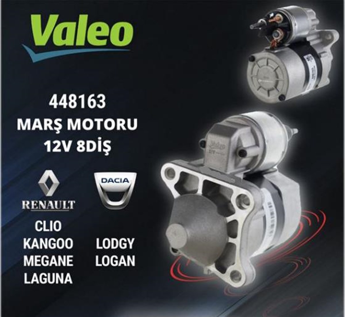 Marş Motoru 12v 8diş Renault Clio Kangoo Megane2 Megan1 Ts10e3 Valeo 438110 438054 438163 | Valeo 448163