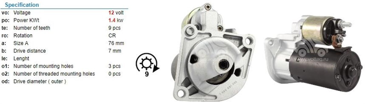 Marş Motoru 12v 10diş Alfaromeo Ducato Jtd Alfa Romeo 159 Brera Spıder / Dodge Journey / Fıat Bravo Doblo Ducato Linera | Bosch 0001108421