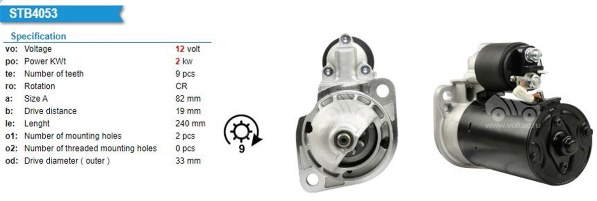 Marş Motoru 12v 9diş Lombardını Düz Dönüs | Bosch 0001109031