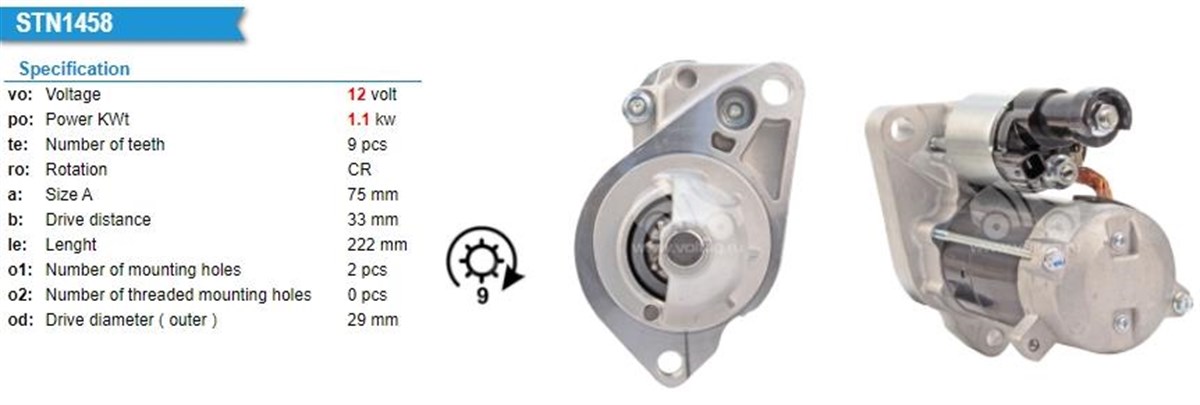 Marş Motoru 12v 9diş (revizyon) Honda Accord Cıvı Crv Frv 1.8 4280005000 Dsn1391 Dsn1390 | Orjrev 4280005000