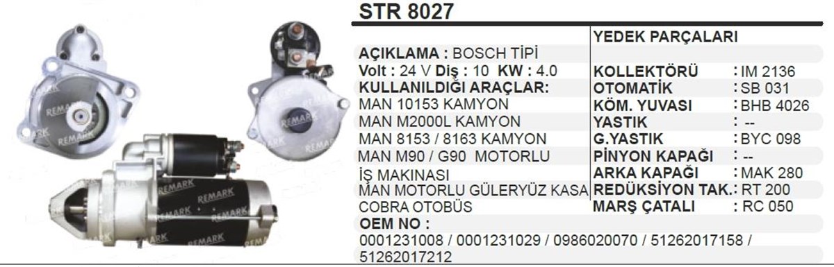 Marş Motoru 24v 10diş Man Kamyon Str8027 | Wınwın Str8027