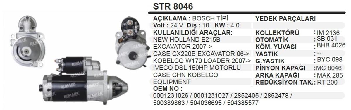 Marş Motoru 24v 10diş Newholland Case Kobelco Iveco E215b/cx220b 231026 | Wınwın Str8046