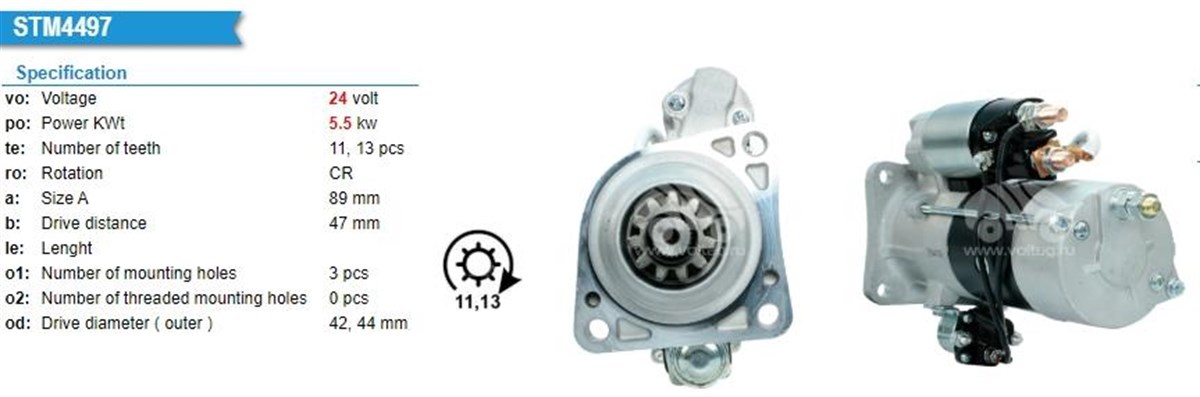 Marş Motoru 24v 11diş 5.5kw Volvo Engıne Renault Premıum --lider-m9t64973 | Unıp Str7916