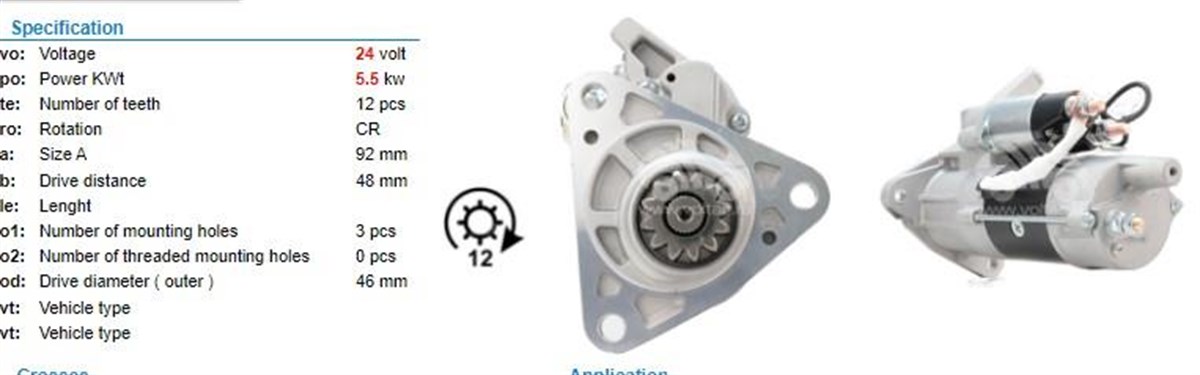 Marş Motoru 24v 12diş İveco Starlis-eurotrakker 12d 5,5kw Mıtsubıshı | Ith Str6178