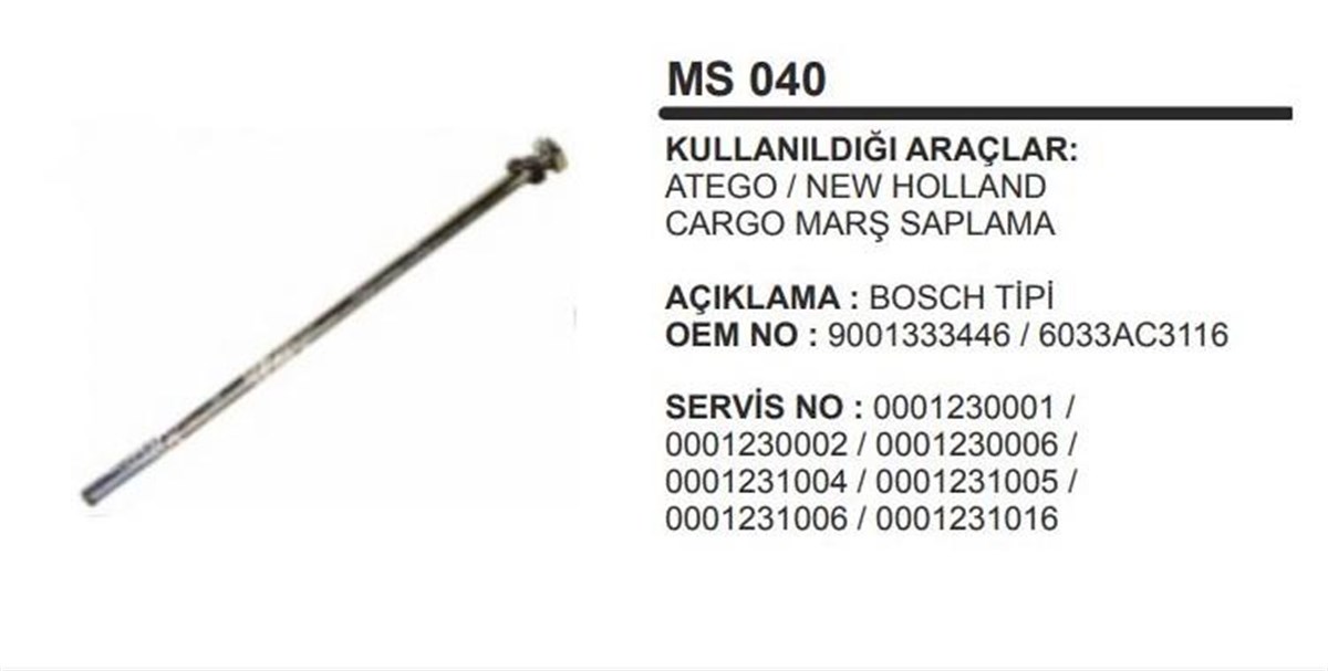 Marş Motoru Saplama Takımı Mercedes Atego New Holland Ford Cargo | Ith Ms040