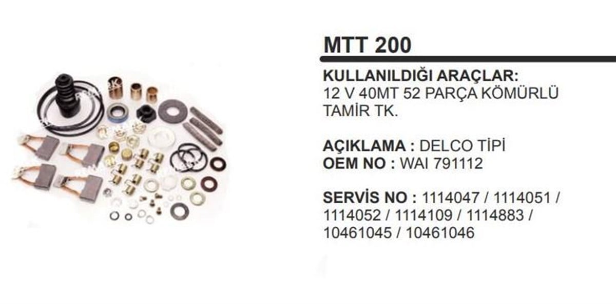 Marş Motoru Tamir Takımı 24v 40mt 52 Parça Kömürlü | Remark Mtt210