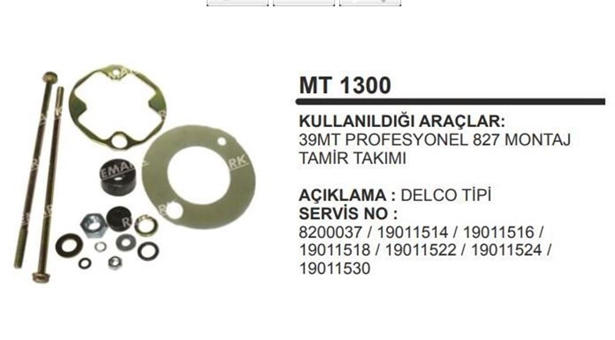 Marş Motoru Tamir Takımı Bmc Profesyonel 827 39mt 827 Montaj 14 Parça | Remark Mt1300