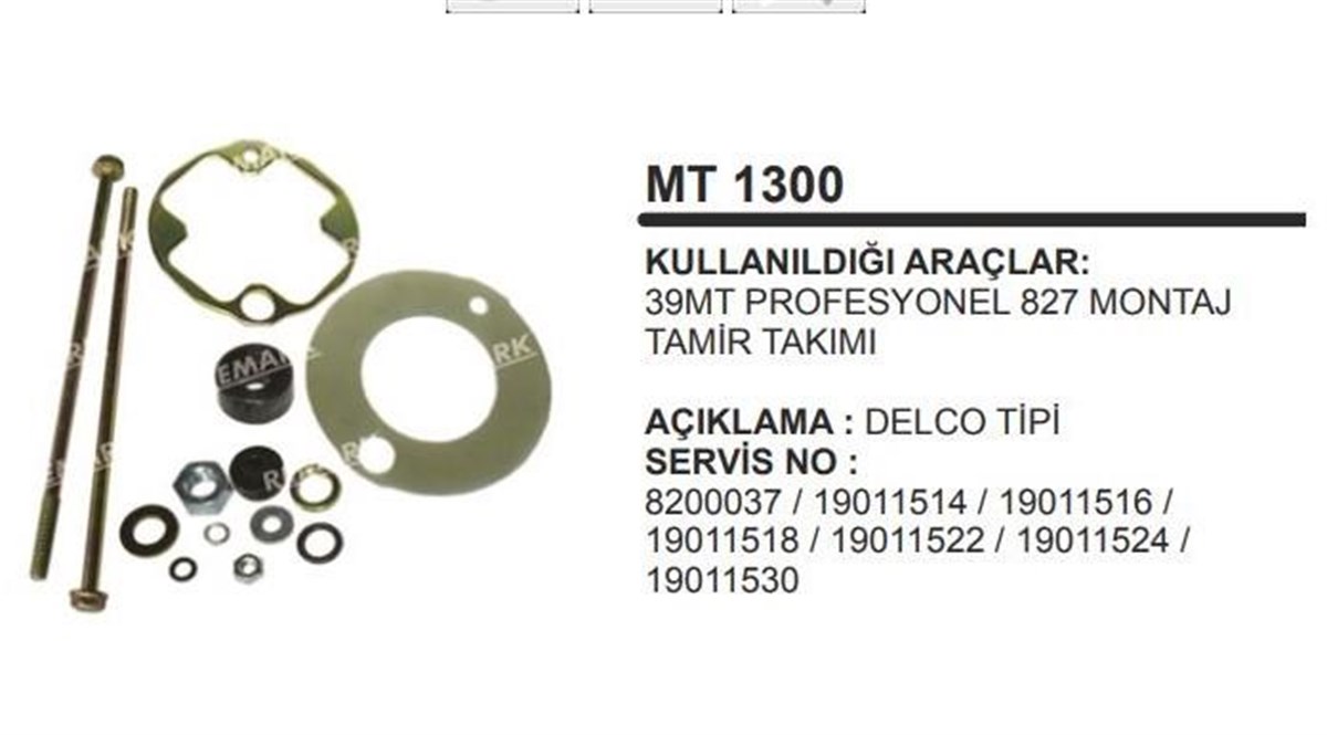 Marş Motoru Tamir Takımı Bmc Profesyonel 827 39mt 827 Montaj 14 Parça | Remark Mt1300