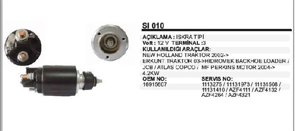 Marş Otomatiği 12v Iskra Tip Mf Perkins Newholland | Remark Sı010