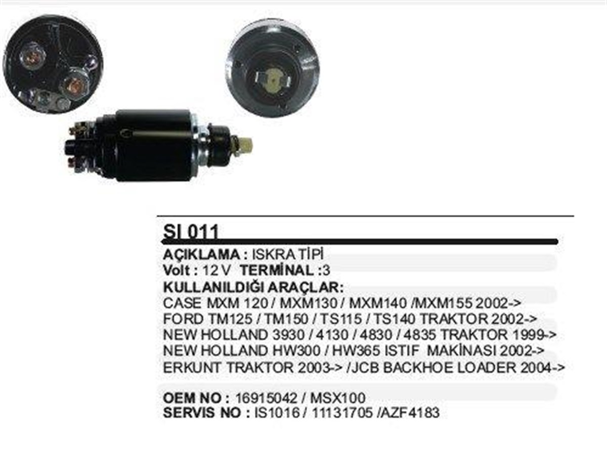 Marş Otomatiği 12v Iskra Tip New Holland Erkunt Jcb Fişli | Iskra 16908837