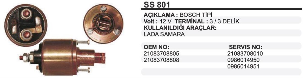 Marş Otomatiği 12v Lada Samara 3 Delik Boschtip | Ith Moss801